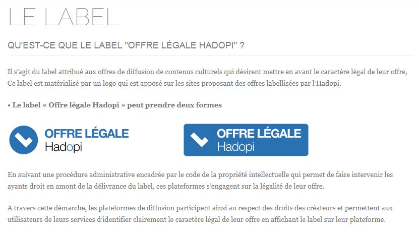 Le label Hadopi peut prendre deux formes